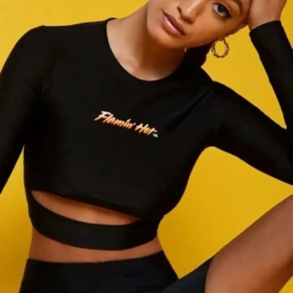 Forever 21 Tops - Flamin Hot Cheetos x Forever 21 Long Sleeve Cut Out Crop Top